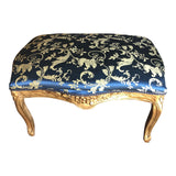 1940s Vintage Peacock Blue and Gold Gilded Bench - FREE SHIPPING!