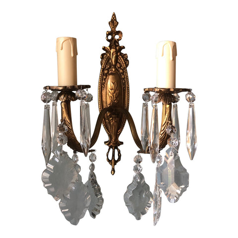 1960s French Sconce With Crystals - FREE SHIPPING!