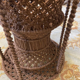 1960s Handwoven Macrame Side Table With Glass - FREE SHIPPING!