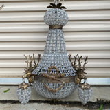 1970s Aged Metal 4-Head Stag Deer Chandelier - FREE SHIPPING!