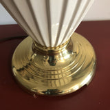 1970s Brass and White Ceramic Reticulated Lamp - FREE SHIPPING!