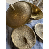 1970s Brass Peacock Catchall Dishes and Bowl - Set of 3