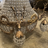 1970s Bronze Deer Head Chandelier With Stag Details - FREE SHIPPING!