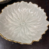 1970s Ceramic Floral White Plates W Gold Edges - a Pair - FREE SHIPPING!
