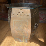 1970s Chinoiserie Brass Table With Glass Top