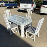 1970s Country White Wicker Dining Set - 5 Pieces - FREE SHIPPING!