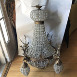 1970s Deer 4-Head Stag Empire Chandelier With Acanthus Details**