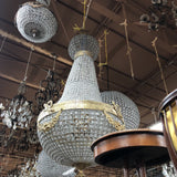 1970s Empire Brass and Glass Chandelier - FREE SHIPPING!