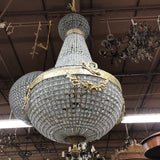 1970s Empire Brass and Glass Chandelier - FREE SHIPPING!