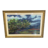 1970s Landscape Pastel Drawing on Paper, Framed - FREE SHIPPING!