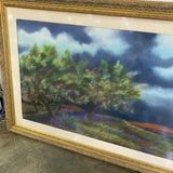 1970s Landscape Pastel Drawing on Paper, Framed - FREE SHIPPING!