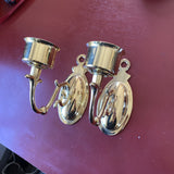1970s Neoclassical Brass Candleholder Sconces - a Pair - FREE SHIPPING!