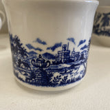 1970s Pastoral Chinoiserie Blue and White Cups - Set of 4 - FREE SHIPPING!
