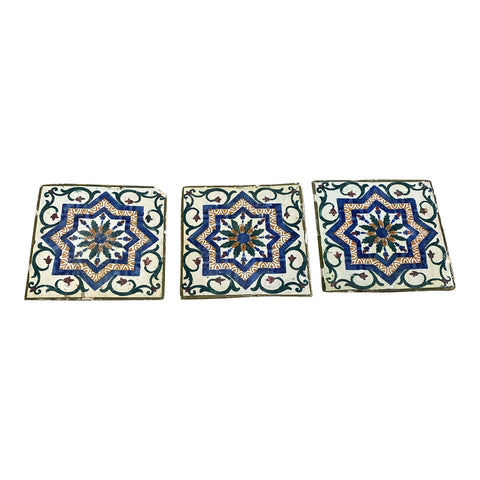 1970s Portuguese Antique Tiles Coasters - Set of 3 - FREE SHIPPING!
