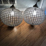 1970s Sphere Crystal Chandeliers - a Pair - FREE SHIPPING!