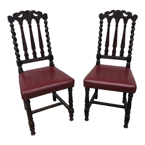 1970s Turned Wooden Chairs - A Pair - FREE SHIPPING!