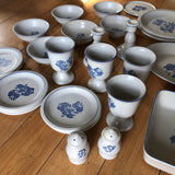 1970s Vintage Blue Floral Americana Serving Set - 32 Pieces - FREE SHIPPING!