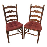 1970s Vintage Italian Rush Seating Caned Farm Chairs - A Pair - FREE SHIPPING!