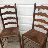 1970s Vintage Italian Rush Seating Caned Farm Chairs - A Pair - FREE SHIPPING!