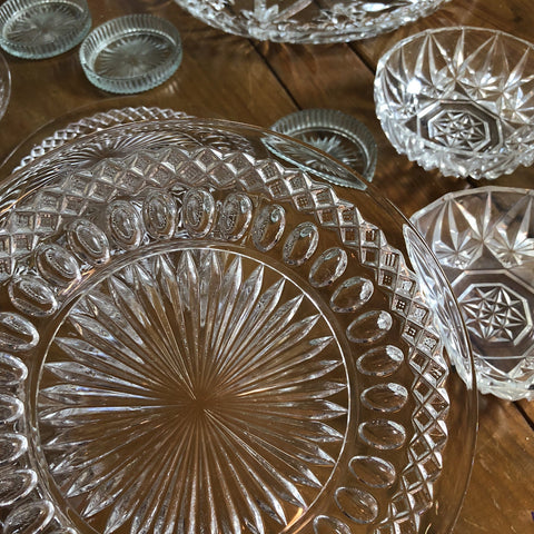 Vintage Antique Clear Dish Set / Antique Dishes / Vintage Cristal
