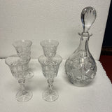 1980s French Crystal Decanter and Glasses - Set of 5 - FREE SHIPPING!