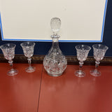 1980s French Crystal Decanter and Glasses - Set of 5 - FREE SHIPPING!