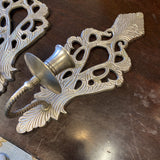 1990s Silver Acanthus Detail Candleholder Sconces - a Pair - FREE SHIPPING!