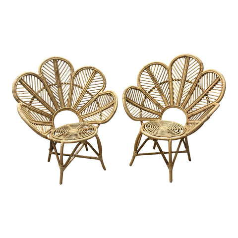 1990s Wicker Blossom Chairs - a Pair