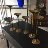 Art Deco Tapered Brass Candle Holders - Set of 5 - FREE SHIPPING!