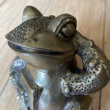 Brass Heavy Frog With Book Figurine - FREE SHIPPING!