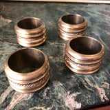 Brass Napkin Ring Holders with Rope Detail - Set of 4 - FREE SHIPPING!