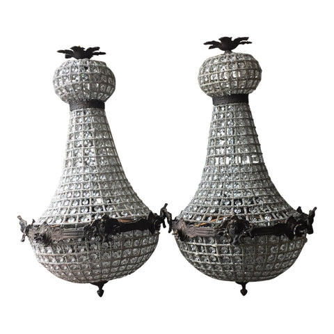 Bronze Colored Empire Chandeliers - A Pair - FREE SHIPPING!