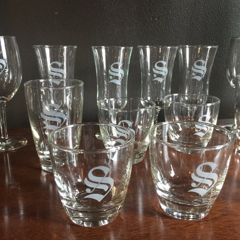 Tall Monogrammed H Drinking Glasses - Set of 4 – Fig House Vintage