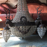 Dark Bronze Deer Stag Chandeliers - a Pair