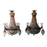 Dark Bronze Deer Stag Chandeliers - a Pair