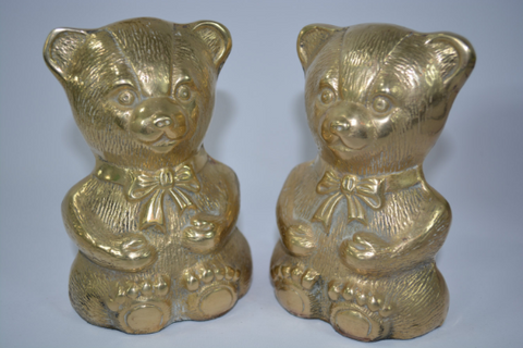 Brass Teddy Bear Bookends - FREE SHIPPING!