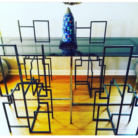 1970s Industrial Frank Lloyd Wright Geometric Museum Avante Garde Dining Table and Chairs