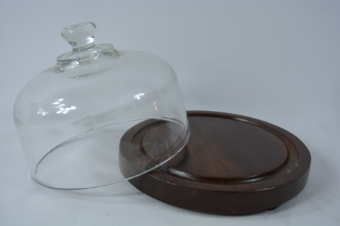 Glass Dome and Wooden Cheese Platter - FREE SHIPPING!