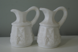 Small Milk Glass Creamers / Syrup / Vases - a Pair - FREE SHIPPING!