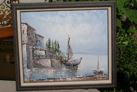 Original Dalton Framed Boating Nautical Painting of Sailboat