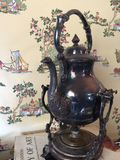 Footed Silver Teapot w Warming Dish