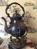 Footed Silver Teapot w Warming Dish