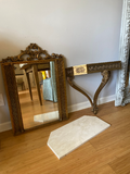 Greek Key Console Demilune with Marble Top and Matching Acanthus Mirror - 2 pieces