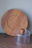 Footed Danish Design Teak Cheese Server and Dome - FREE SHIPPING!