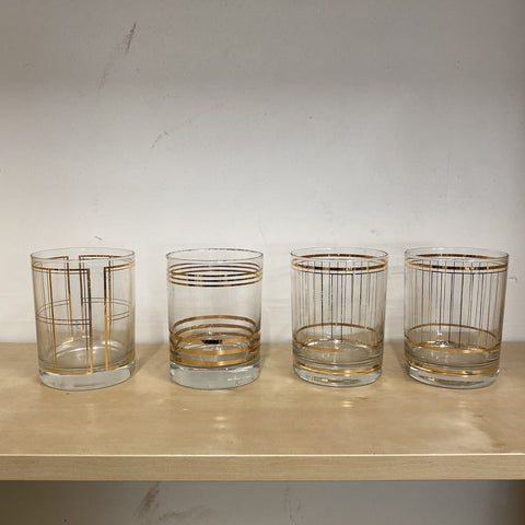 Hold. Gold Mid Century Lowball Glasses - Set of 4 - FREE SHIPPING!