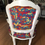 Multi-colored Graffiti White Bergere Chair** - FREE SHIPPING!