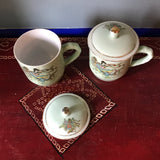 Green Chinoiserie Bamboo Handle Tea Cups - FREE SHIPPING!