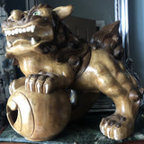 Hand Carved Foo Dog Figurines - a Pair - FREE SHIPPING!