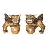 Hand Carved Foo Dog Figurines - a Pair - FREE SHIPPING!