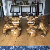 Hand Carved Foo Dog Figurines - a Pair - FREE SHIPPING!